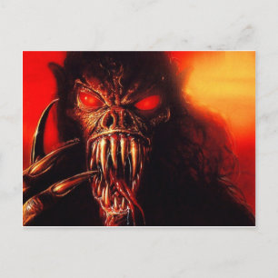 monsterröd ögon med fangs vykort