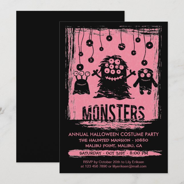 Monsters årliga Halloween Costume Party-inbjudan Inbjudningar (Fram/baksida)
