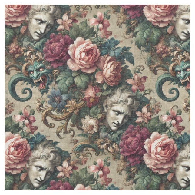 Monsters bland Manar - Gothic Classic Tile Tyg (Närbild)