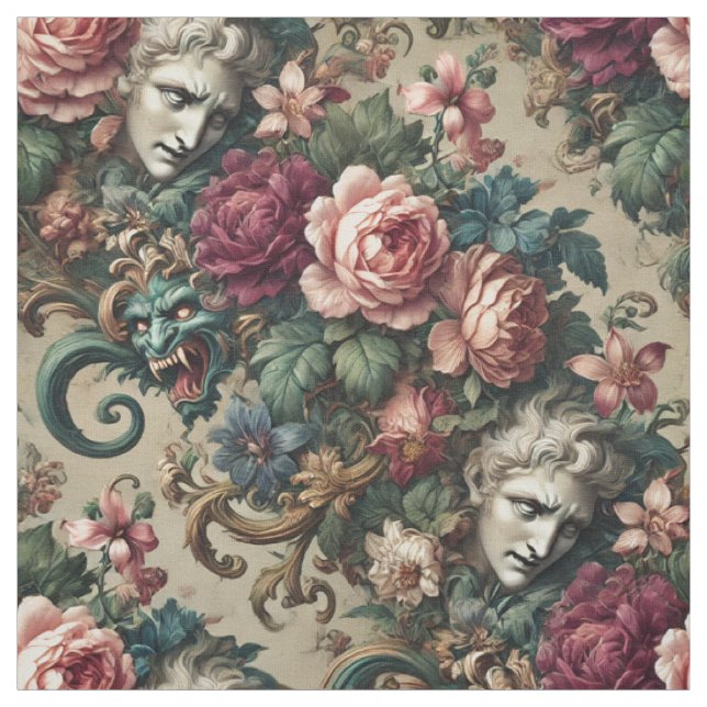 Monsters bland Manar - Gothic Påstående Tile Tyg (Provkarta)