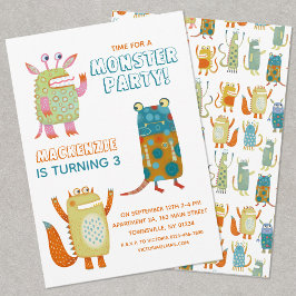 Monsters Boys Barns födelsedag-partiets inbjudan