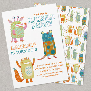 Monsters Boys Barns födelsedag-partiets inbjudan