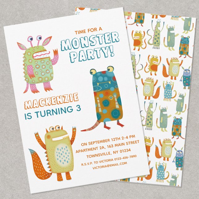Monsters Boys Barns födelsedag-partiets inbjudan (Skapare uppladdad)