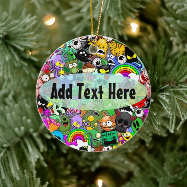 Monsters Cute Characters Halloween Mönster Julgransprydnad Keramik (Träd)