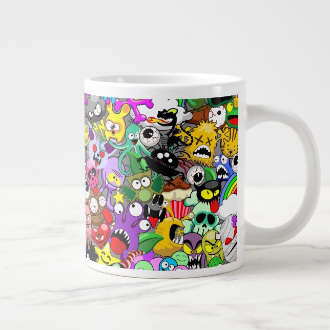 Monsters Cute Characters Halloween Mönster Jumbo Mugg (Höger)