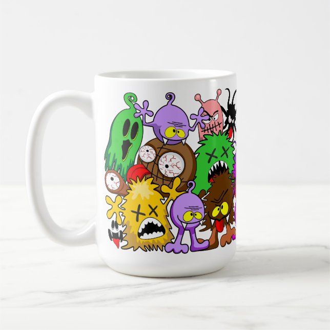 Monsters Cute Characters Halloween Mönster Kaffemugg (Vänster)
