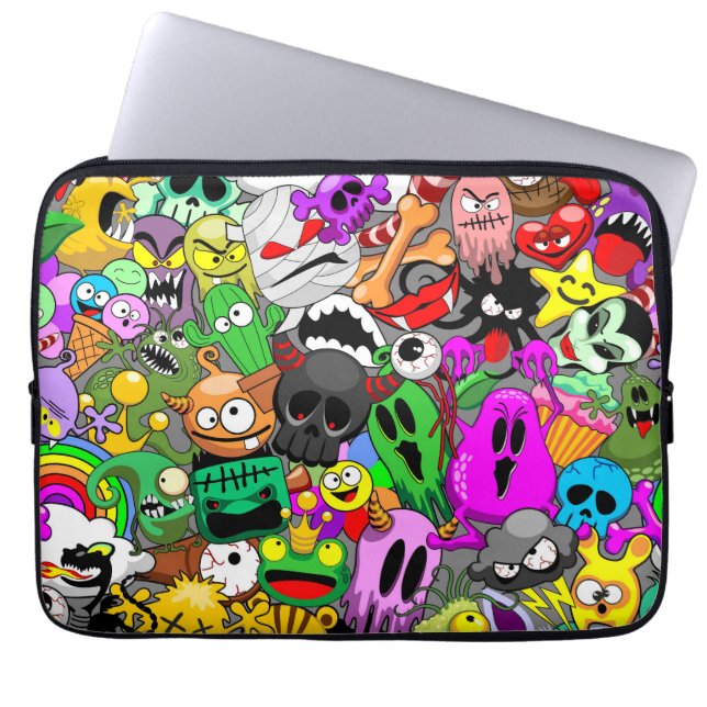 Monsters Cute Characters Halloween Mönster Laptop Fodral (Framsidan)