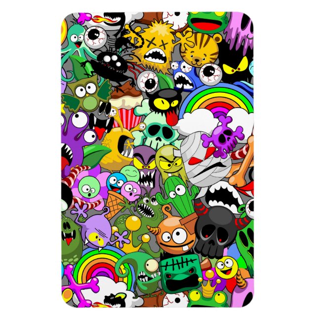Monsters Cute Characters Halloween Mönster Magnet (Vertikal)