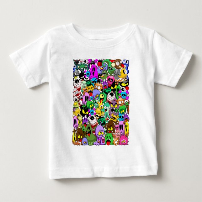 Monsters Cute Characters Halloween Mönster T Shirt (Framsida)