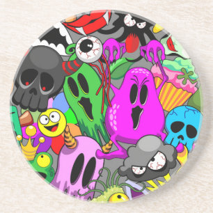 Monsters Cute Characters Halloween Mönster Underlägg