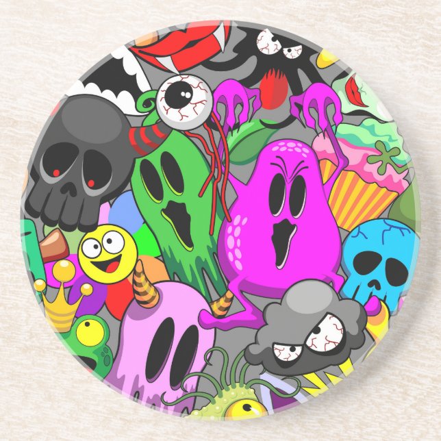 Monsters Cute Characters Halloween Mönster Underlägg (Framsidan)