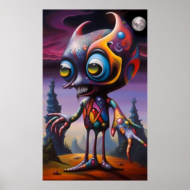 Monsters första Helgdag - Ken Gage Surreal Art Poster (Framsidan)
