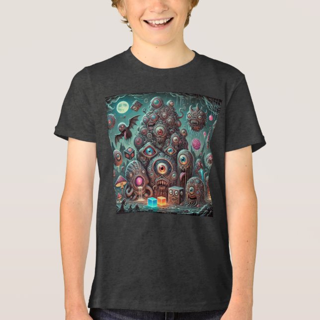 Monsters från Måne Creepy Eyeball Invasion T Shirt (Framsida)