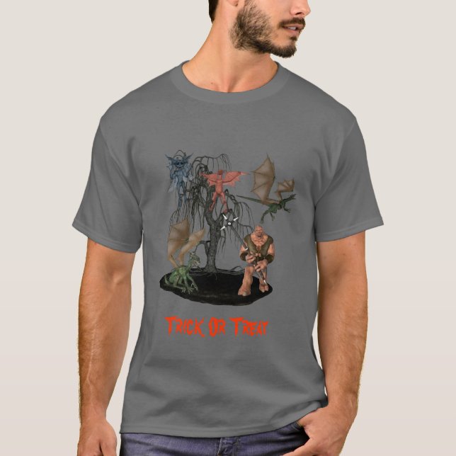 Monsters Goblins Creatures Halloween T-Shirt (Framsida)