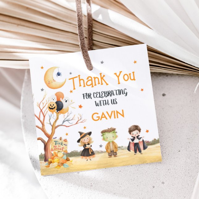 Monsters Halloween Costume Birthday Square Gåvor Etiketter (Calling All Monsters Costume Halloween Birthday Party Square Favor Tags)