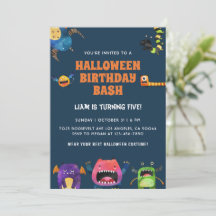 Monsters Halloween-födelsedagsinbjudan