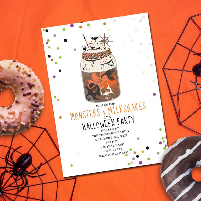 Monsters och Milkshakes Halloween fest Inbjudningar (Skapare uppladdad)