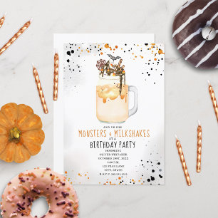 Monsters och Milkshakes Halloween Födelsedagsfest Inbjudningar