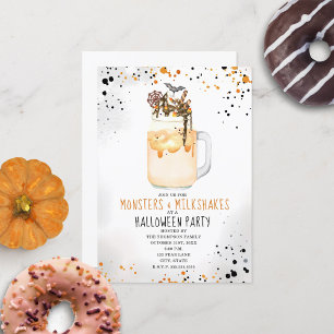 Monsters och Milkshakes Watercolor Halloween fest Inbjudningar