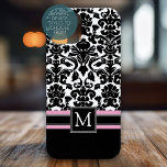 Mönsterskydd med Monogram<br><div class="desc">Ett trendig,  en elegant för mobila. En underbar gåva till vilken konstnärlig kvinna som helst. Svartvit med rosa accenter.</div>