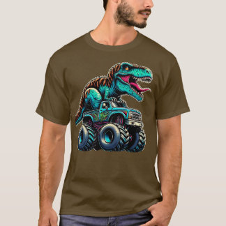 MonsterTruck Funny Design Riding T Rex Älskare Ani T Shirt