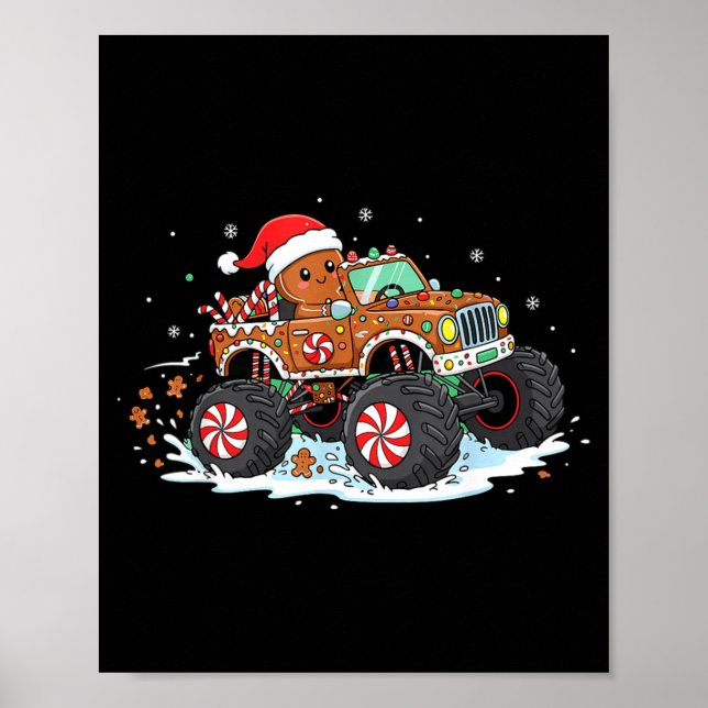 Monstertruck Gingerbread Kids Funny Christmas Baki Poster (Framsidan)