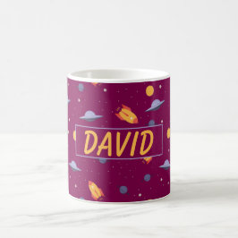 Mönsterutrymme orange röd namn kaffemugg