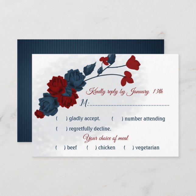 Mönsterval för blommor i marinen och burgundblommo OSA kort (Fram/baksida)