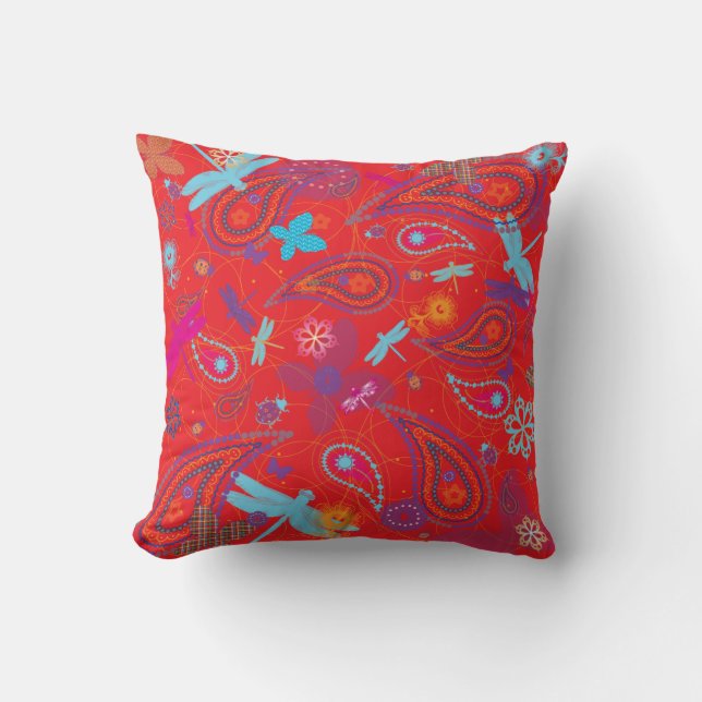 Mönstrad amerikan Retro röda två M "för Kudde (Framsida)