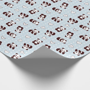 Mönstrad björn för blåtthjärtapanda slå in p presentpapper