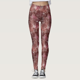 Mönstrad damasker för i lager rosabrunt leggings