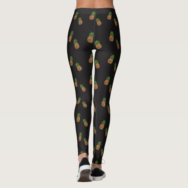 Mönstrad damasker för tropisk botanisk ananas leggings (Baksida)