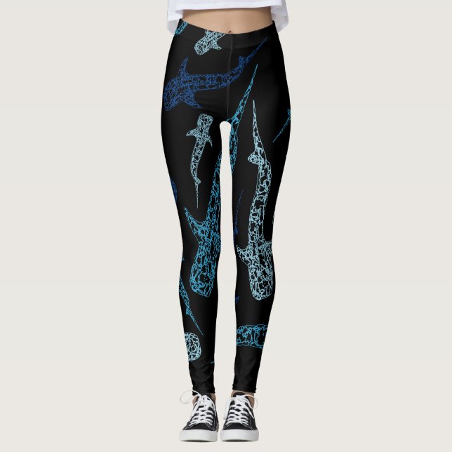 Mönstrad damasker för valhaj leggings (Framsida)