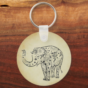 Mönstrad Elefant Nyckelring