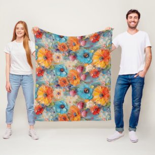 Mönstrad filt med texturerade blommor