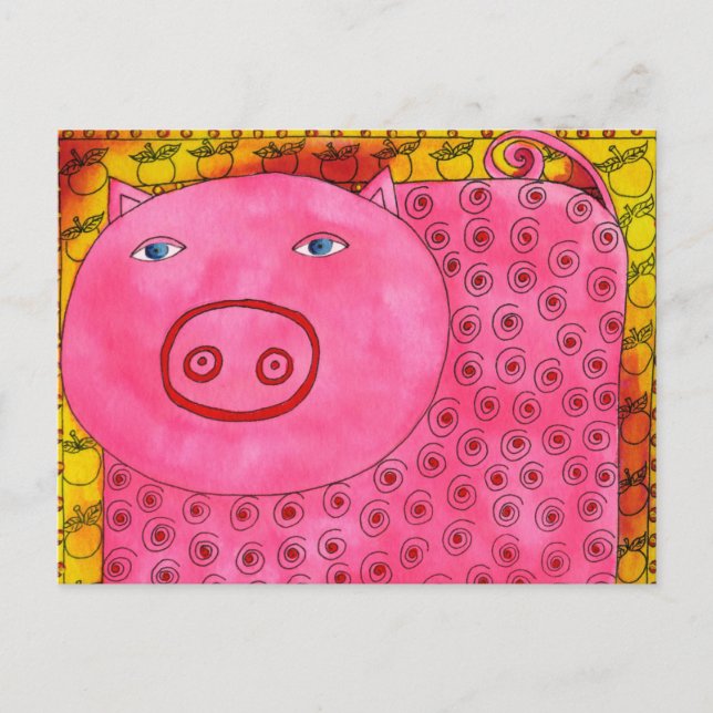 Mönstrad gris vattenfärg illustration vykort (Framsida)