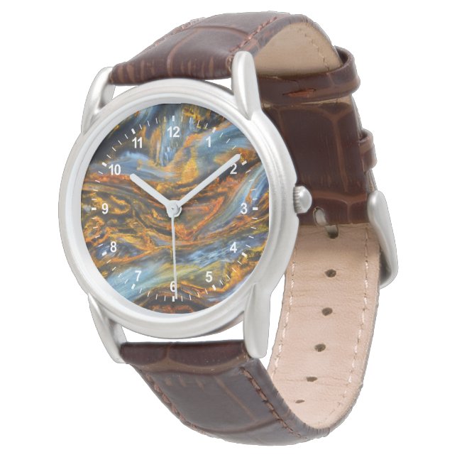 Mönstrad Pietersite Armbandsur (Vinklad)