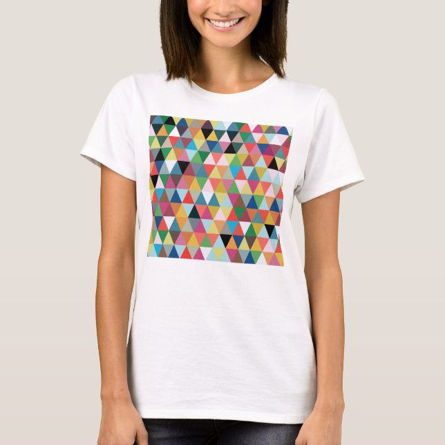 Mönstrad T-tröja för färgrik geometrisk triangel T-shirt (Framsida)