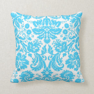 Mönstrad utsmyckad damast för blått och för vit kudde