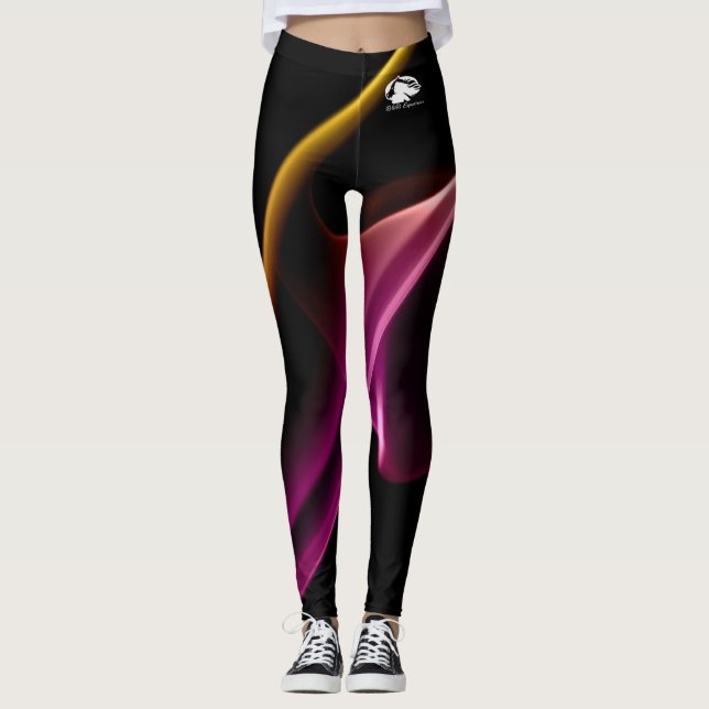 Mönstrade baljväxter - vit B&B-Logotyp Leggings (Framsida)