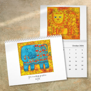 Mönstrade djur akvarell konst kalender
