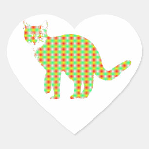 Mönstrat katt hjärtformat klistermärke