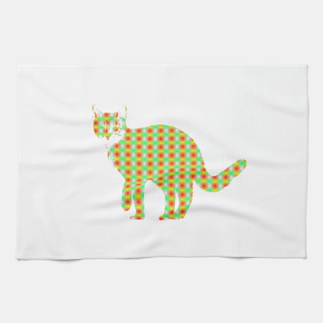 Mönstrat katt kökshandduk (Horisontell)