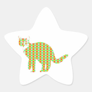 Mönstrat katt stjärnformat klistermärke
