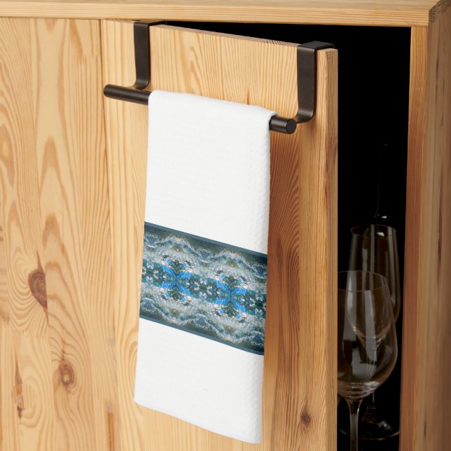 Mönstrat med blått och Grått Kökshandduk (Thirds Fold)