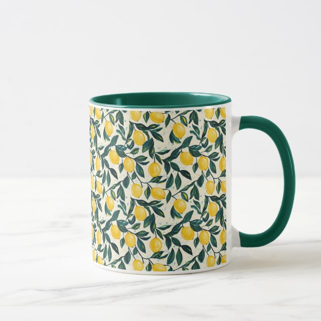 Mönstrat medelhavets ljusa Gult Lemon Mugg (Höger)