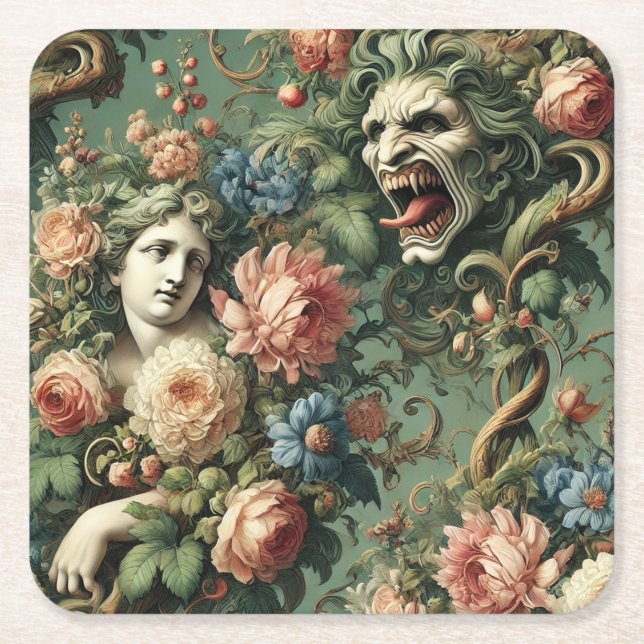 Monstres au Paradis – Gothic Victorian Underlägg Papper Kvadrat (Framsidan)