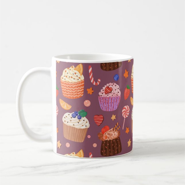 Mönstret Cute cupcakes Kaffemugg (Vänster)