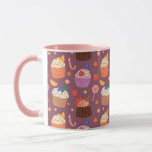 Mönstret Cute cupcakes Mugg (Vänster)