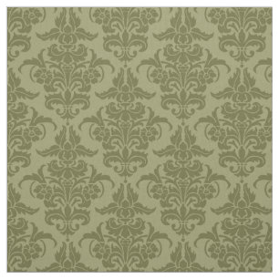 Mönstret Damask - Deep Olive på Khaki Tyg